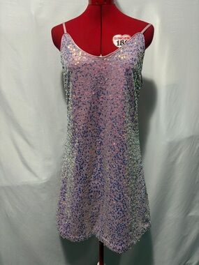 Allegra K Iridescent Pink Sequin Slip Dress